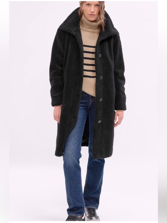 GAP Jackets & Blazers - GAP Long Sherpa Coat Black Teddy Women’s Size Large 742102